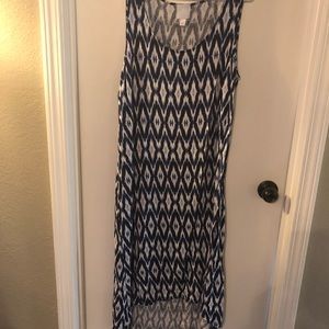 Blue and white T-shirt material tank dress